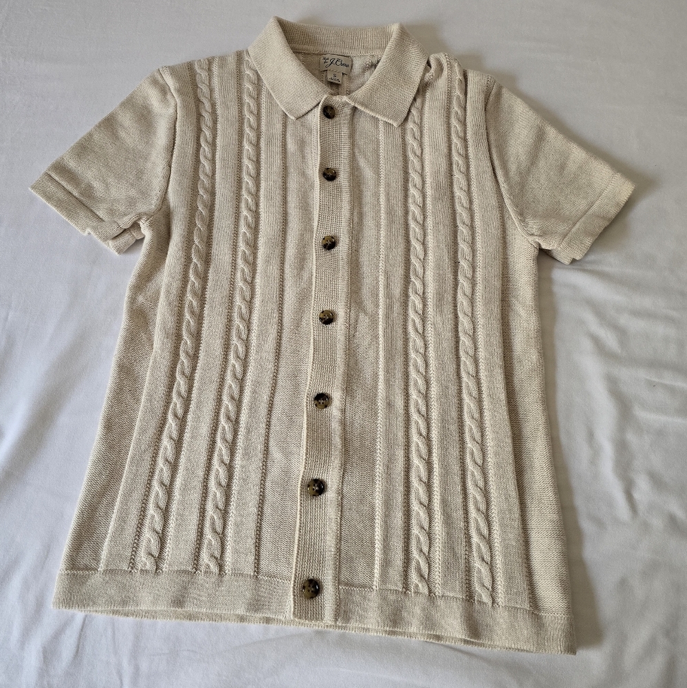 J. Crew Cream Knit Button-Up Top